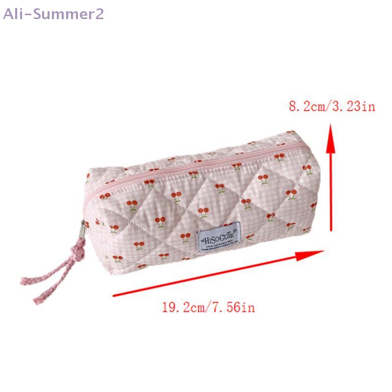 Trousse à crayons mignonne à carreaux cerise grande capacité sac de papeterie pour étudiants sacs à cosmétiques pour femmes pochette portable sac de rangement cadeaux