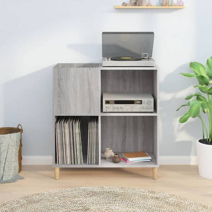 VidaXL Armoire à Disques, Armoire Latérale avec Rangement, Meuble pour Tourne-Disque, Buffet de Salon, Industriel, Sonoma 831995