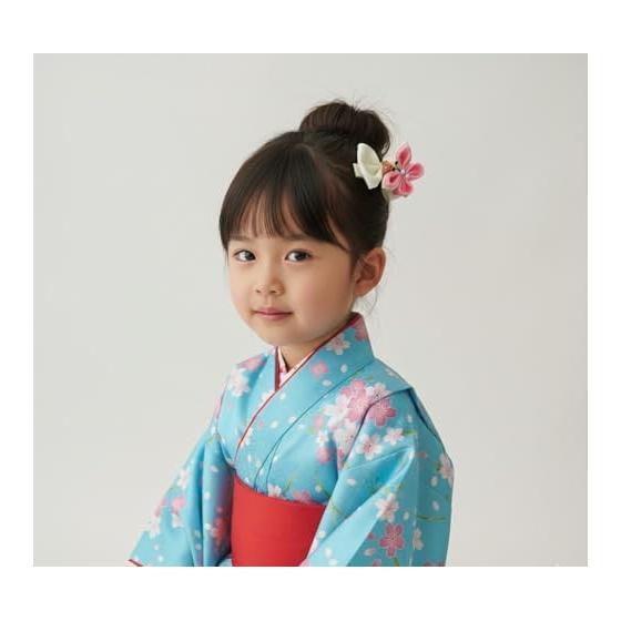 6-Piece Set: Pink Hair Clips & Headband for Kids | Tsumami Zaiku (Kanzashi) Flower, Butterfly, Rabbit Motifs | Handmade Grosgrain Ribbon | Baby &