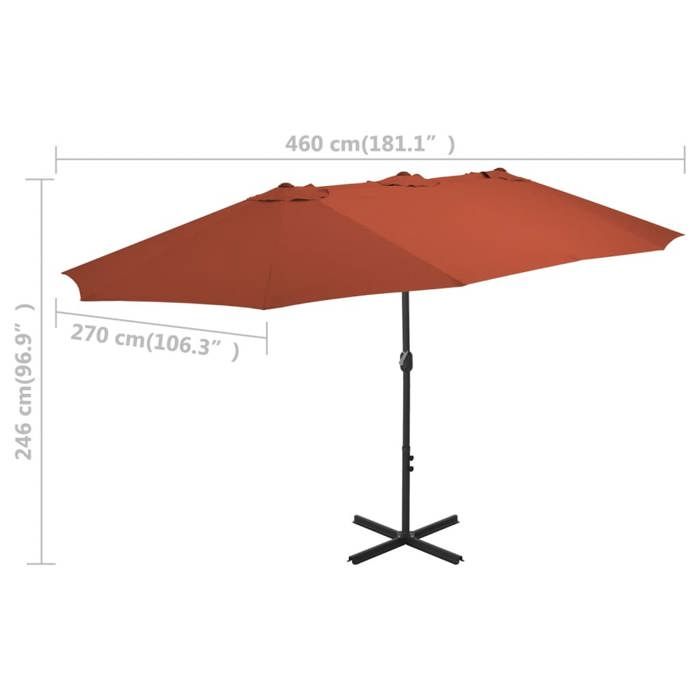 VidaXL Parasol d'Extérieur avec Poteau en Aluminium, Pare-soleil de Patio, Abri de Soleil, Parasol de Terrasse Extérieur, 44872
