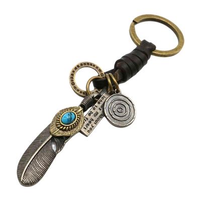  Porte-clés pendentif plume vintage Porte-clés à la mode Alliage texture Accessoires de clé Convient pour hommes et femmes