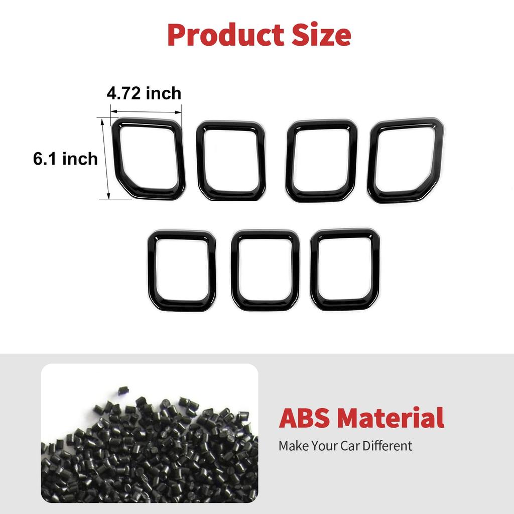 7pcs Front Grille Insert Grille Cover Trim Accessories Compatible with Jeep Compass 202120222023 (Black)