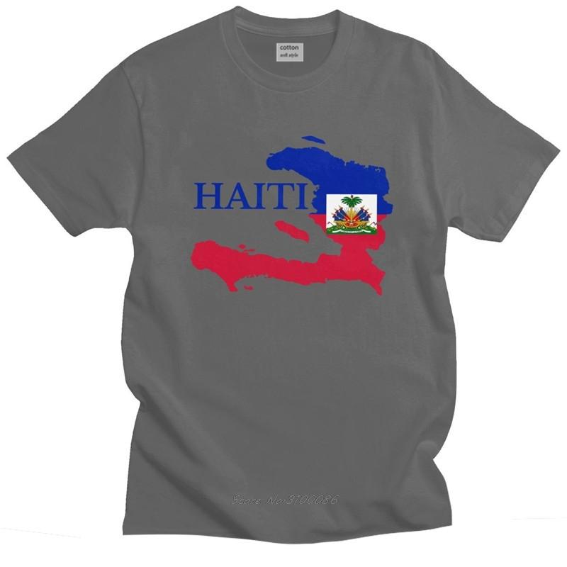 Cool Men's Haiti Map Flag T Shirt Short Sleeves Round-neck Cotton Tshirt Summer Tees Plus Size Apparel Casua Fashion T-shirt