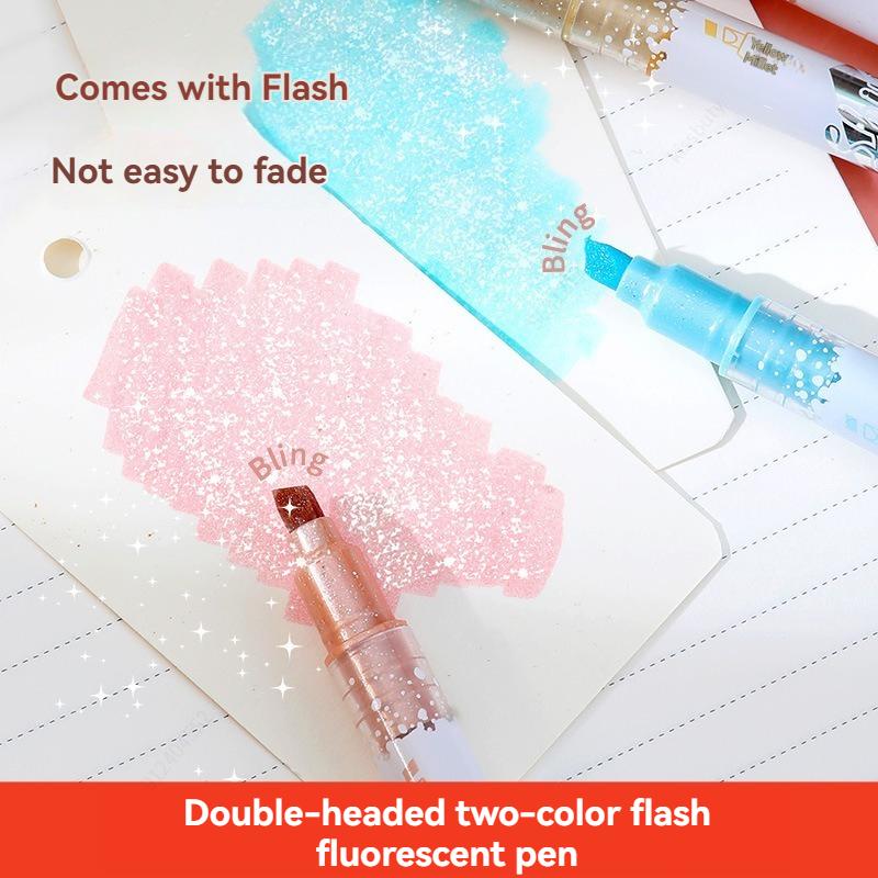 6pcs/Set 12 Colors Glitter Highlighters Kawaii Students Stationery Marker School Supplies Textbook for Painting School Supplies