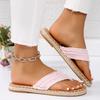 Fashion 2024 Summer Women's Fabric Solid Color Simple Slippers Casual Fashion Raw Edge Design Flat Flip Flop Women's Large Size Chanclas