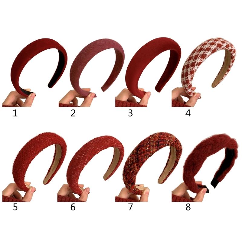 Christmas Theme Red Headband for Women Girl Non-Slip Festival Headband Makeup Hairhoop Soft Sponge Hairband Accessories