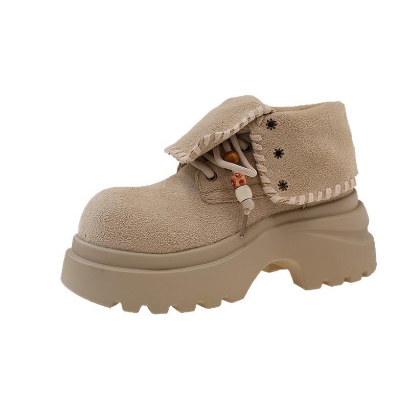 Flip soft-soled Martin boots women's 2025 autumn new fashionable versatile thick-soled muffin color matching lace-up casual short boots