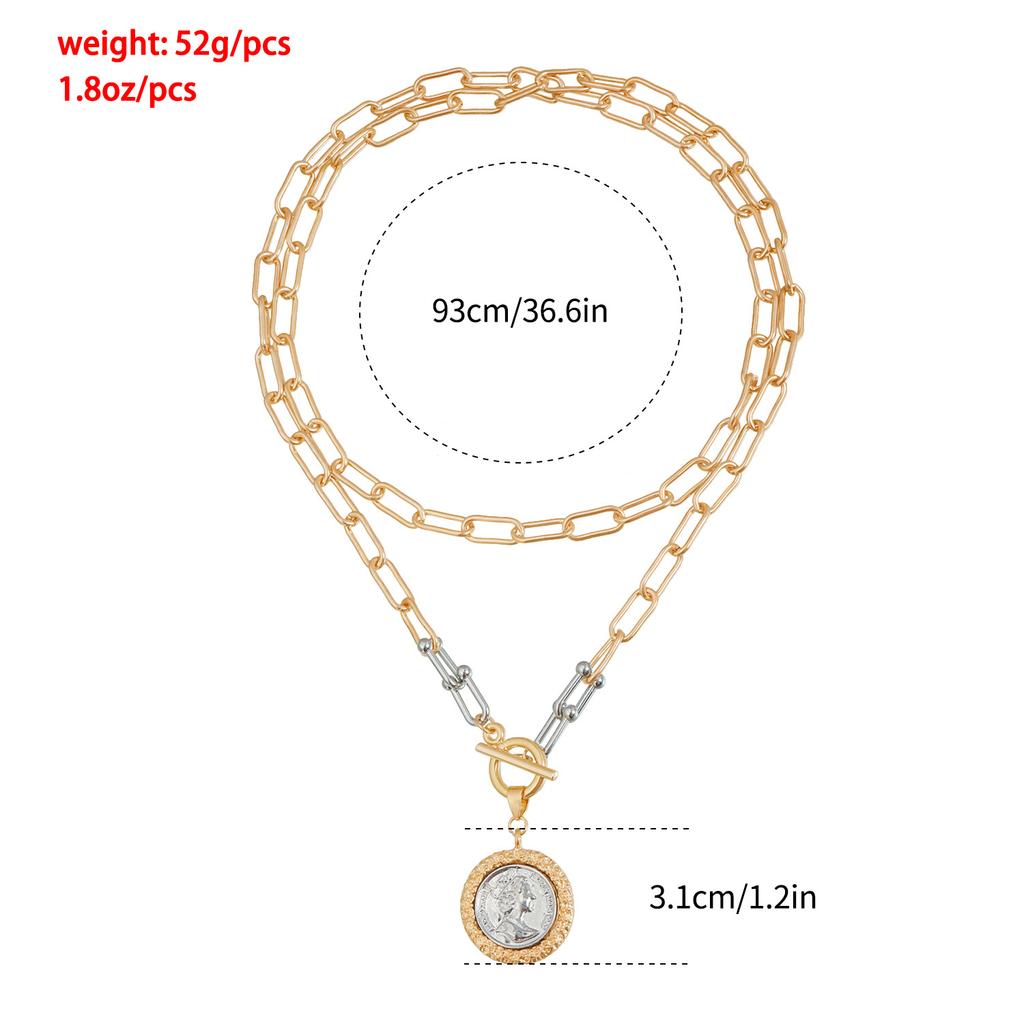 Vintage Coin Pendant Hip Hop Chain Necklace for Women Jewelry Accessories
