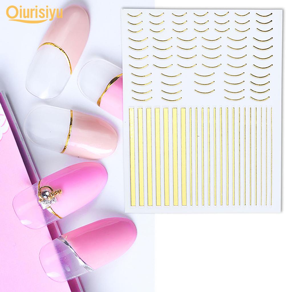 Gold Colour Geometry Shapes Nail Art Sticker