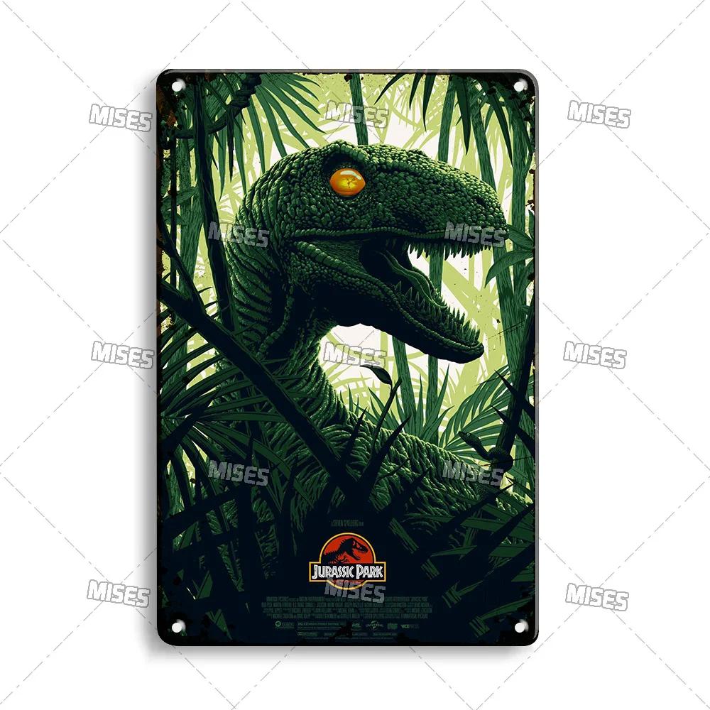 MISES Film Classico Jurassic Park Targa Metallica Pub Targa Metallica Giardino Vecchia Targa Murale Segno Metallico Arrugginito Decorazione Murale Poster Metallico