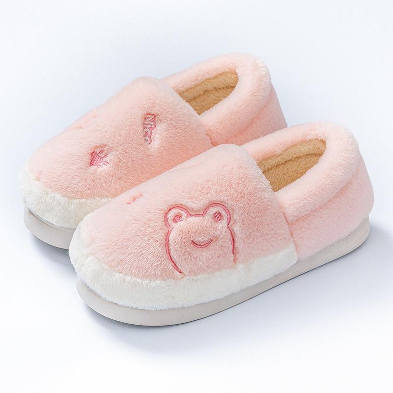 Padded Home Cotton Slippers for Women, Warm Thick-soled Fleece Shoes