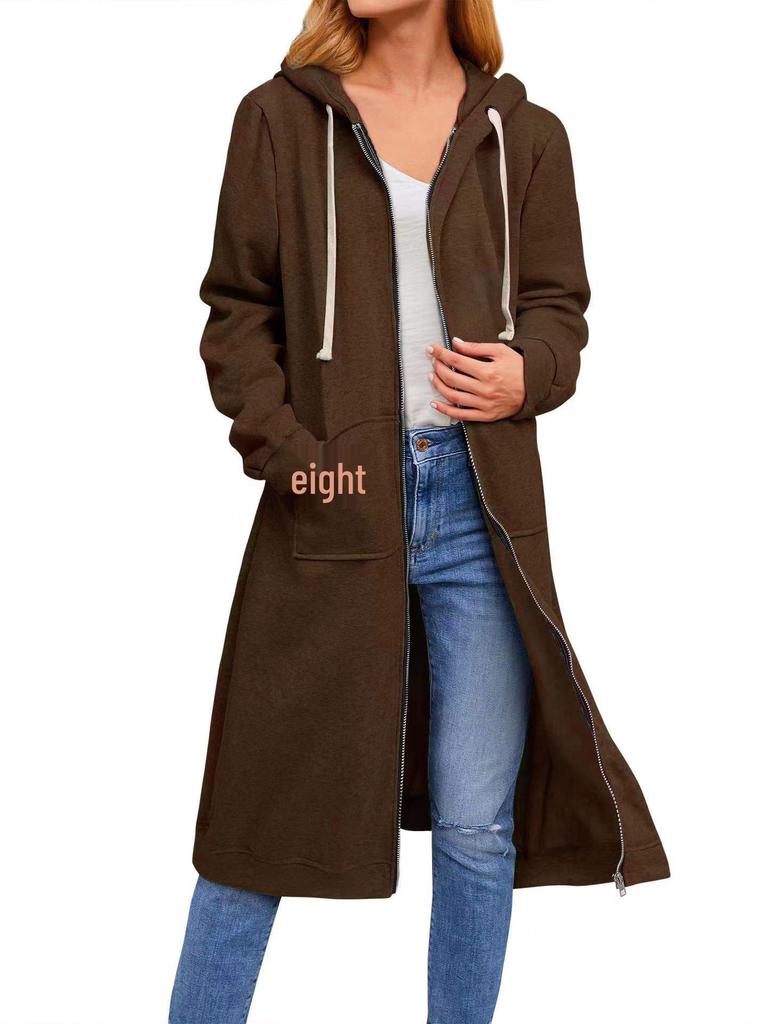 2025 Damen Große Größen Herbst/Winter Lockerer Reißverschluss Langer Strickjackenmantel