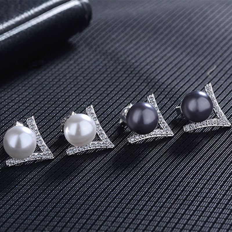 Buyee 925 Sterling Silver Stud Earring 8mm Freshwater Pearl Earring for Women Fashion Family Party Fine Jewelry Earring with Box