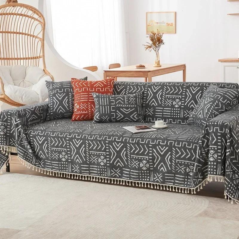 Bohemian Chenille Sofa Blanket Anti-dirty Soft Couch Slipcover Outdoor Camping Picnic Large Sofa Towel for Living Room Home