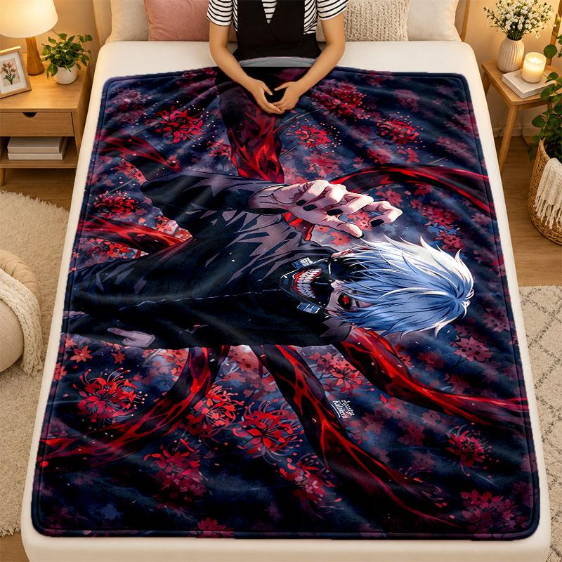 Flannel BlanketTokyo Ghoul Warm Soft Throw Blanket for Indoor Sofa Bed Living Room Use