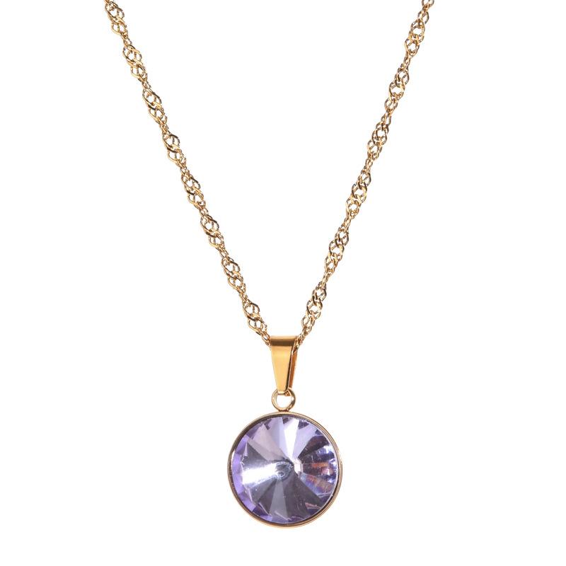Geometric Stainless Steel Natural Stone Pendant Necklace - Trendy Sweet Style Collarbone Chain
