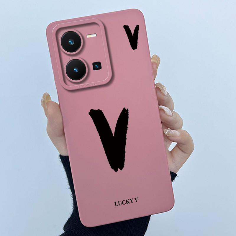 For Vivo Y35 Case Cute Initial Letters Soft Liquid Silicone Back Cover For Vivo Y 35 4G Funda Anti Drop Phone Protector Coque
