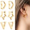 Classic Stainless Steel Hoop Earrings For Women Men Heart Star Oval Rectangle Round Triangle Gold Color Punk Hip Hop Jewelry