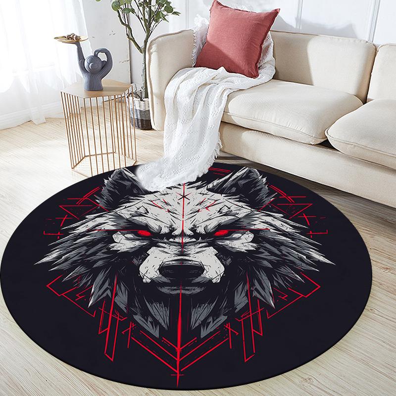 

Red-Eyed Wolf,Round Area Rug,Carpet Rug for Living Room Bedroom Sofa Playroom Decor,Non-slip Floor Mat 80cmx80cm