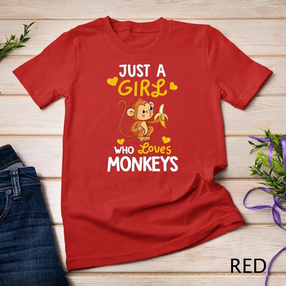 Just A Girl Who Loves Monkeys Tshirt Cute Monkey Lover Gifts Unisex T-shirt 6 2XL