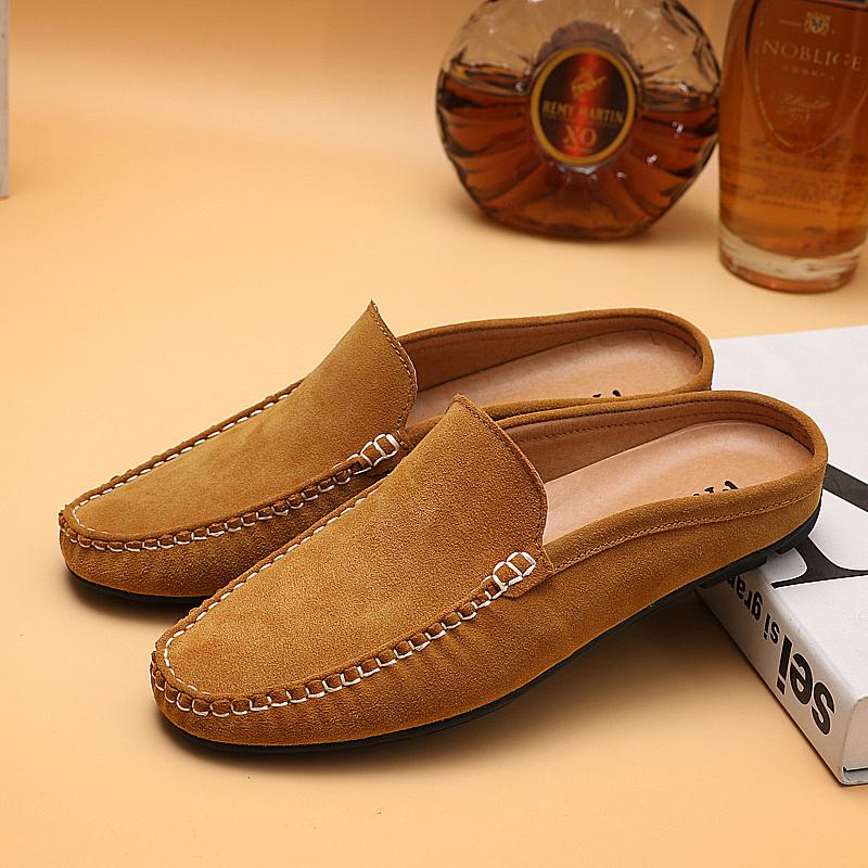 Scarpe Mezza Stagione Estive alla Moda da Uomo Mules Mocassini in Pelle Scamosciata Pantofole Mocassini da Uomo Comfort Antiscivolo Maschili Scarpe Casual da Guida