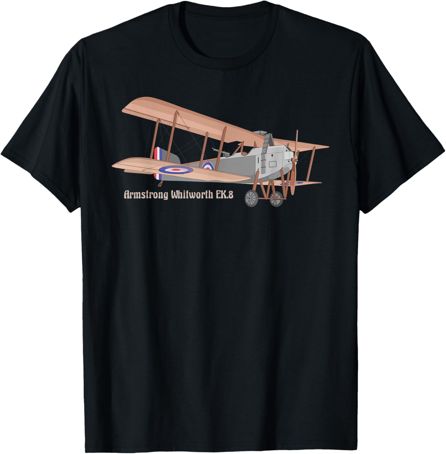 Armstrong Whitworth FK8 British WW1 Biplane Plane Diagram TShirt Short Sleeve Casual 100 Cotton Shirt S