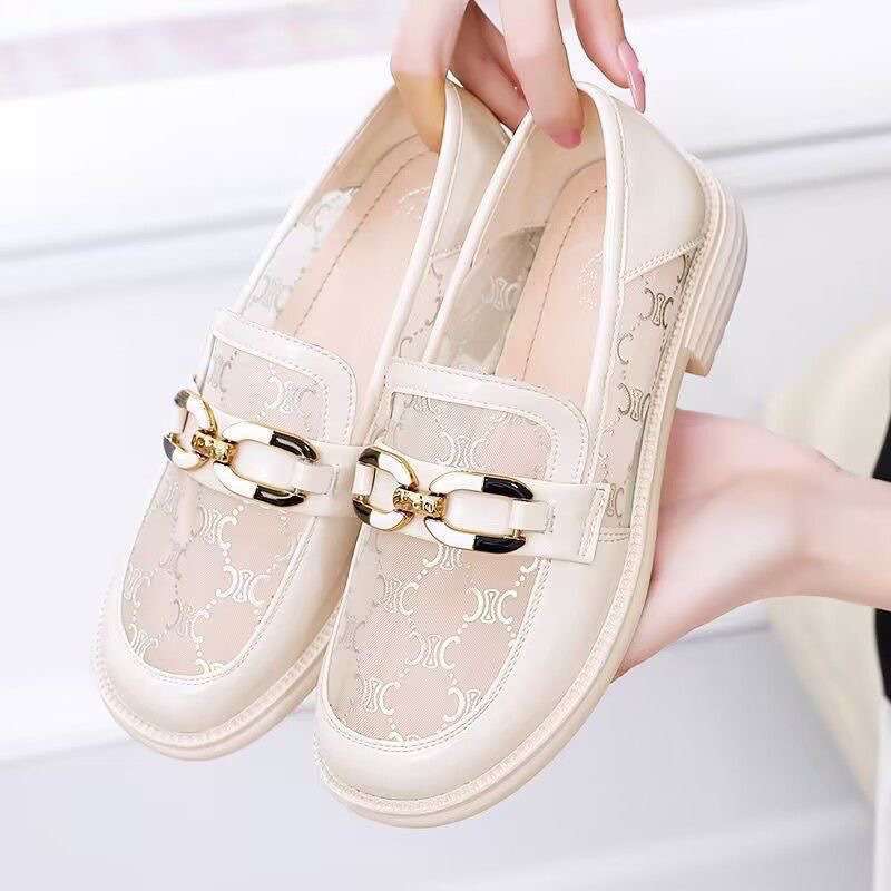 Mesh Mesh Loafers Women's Summer New Flat-soled Single Shoes Soft-soled Breathable Versatile Small Leather Shoes Women