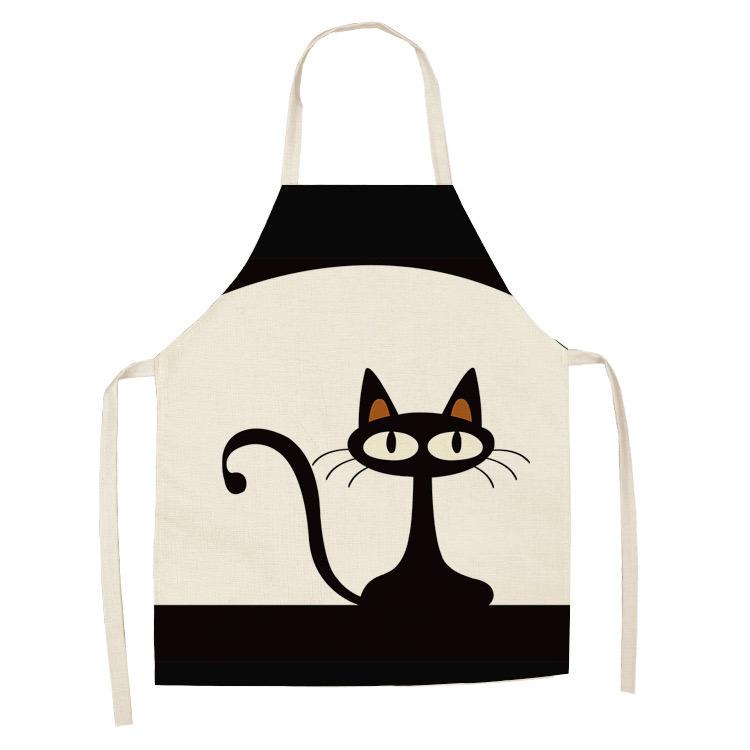 Cute Cartoon Animal Print Apron, Kawaii Cat & Owl Design, Kitchen Cooking Bib Multiple Sizes Available, Perfect for Baking Home