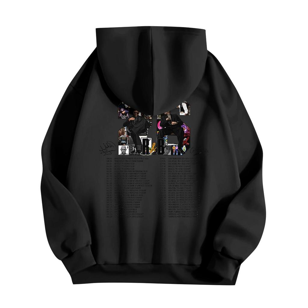 Unisex Casual Hooded Pullover Sweatshirt Long Sleeve Loose Fit Letter Print