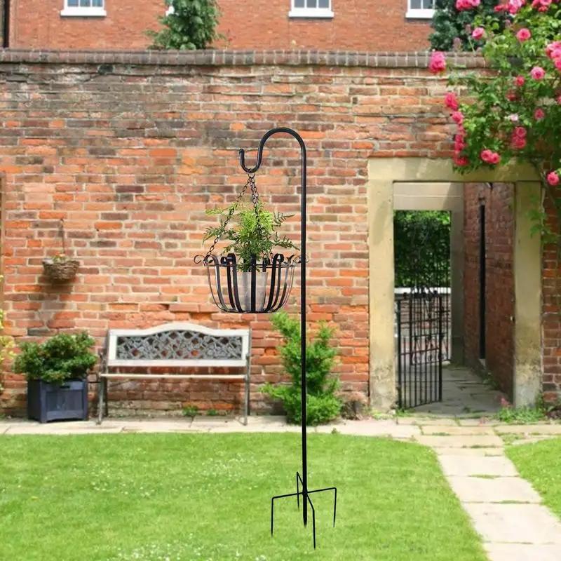 Basket Wall Hanging Flower Pot Holder Hanger Shepherd Hooks Garden Ground Plant Stand Lantern Stake For Flower Basket Hanging