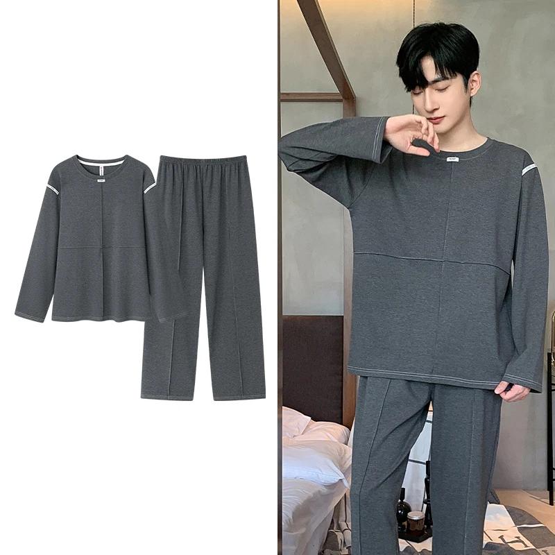 Hjorteutskrift Elegant pyjamassett for mann Høst Vinter Mote Myk bomull Herre Loungewear Komfortabelt nattøy