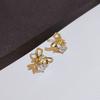 Sweet Temperament Bow Diamond Earrings Stud Earrings Female Super Fairy Mori Earclips No Ear Piercings