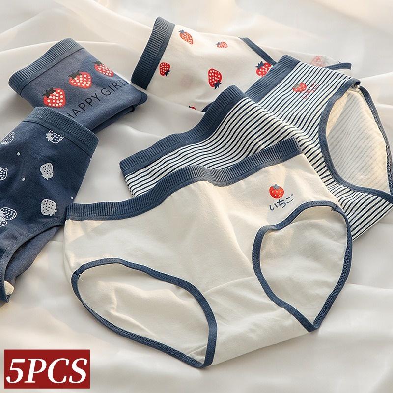 5Pcs/set Women Cotton Panties Soft Breathabe lIntimate Underwear Low Rise Briefs Female Underpants Lingerie M-XL