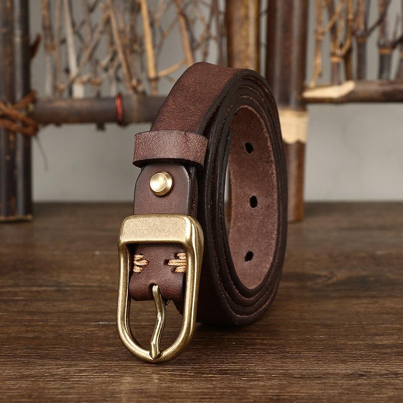 2.3Cm Wide Retro Washed Old Thin Belt Women'S Genuine Leather Pure Cowhide Fashion Trend Versatile Women'S Narrow Belt