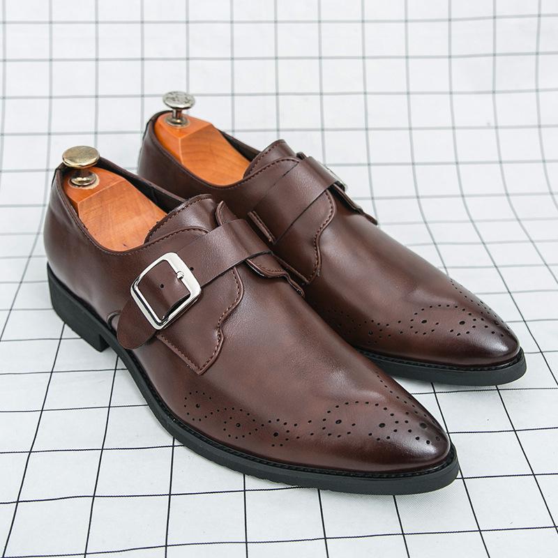 

Мужские ретро туфли броги большого размера с низким верхом - Модные повседневные туфли с заостренным носком 39 коричневый