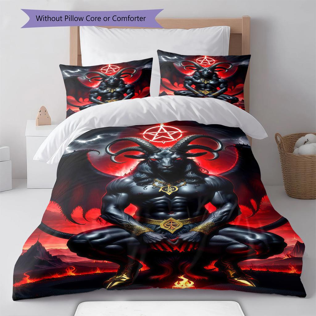 Satan Symbol Pattern Bedding,Quilt Set Quilt Cover Pillowcase Home Birthday Gift (1 * duvet cover + 2 * pillowcase, without core)