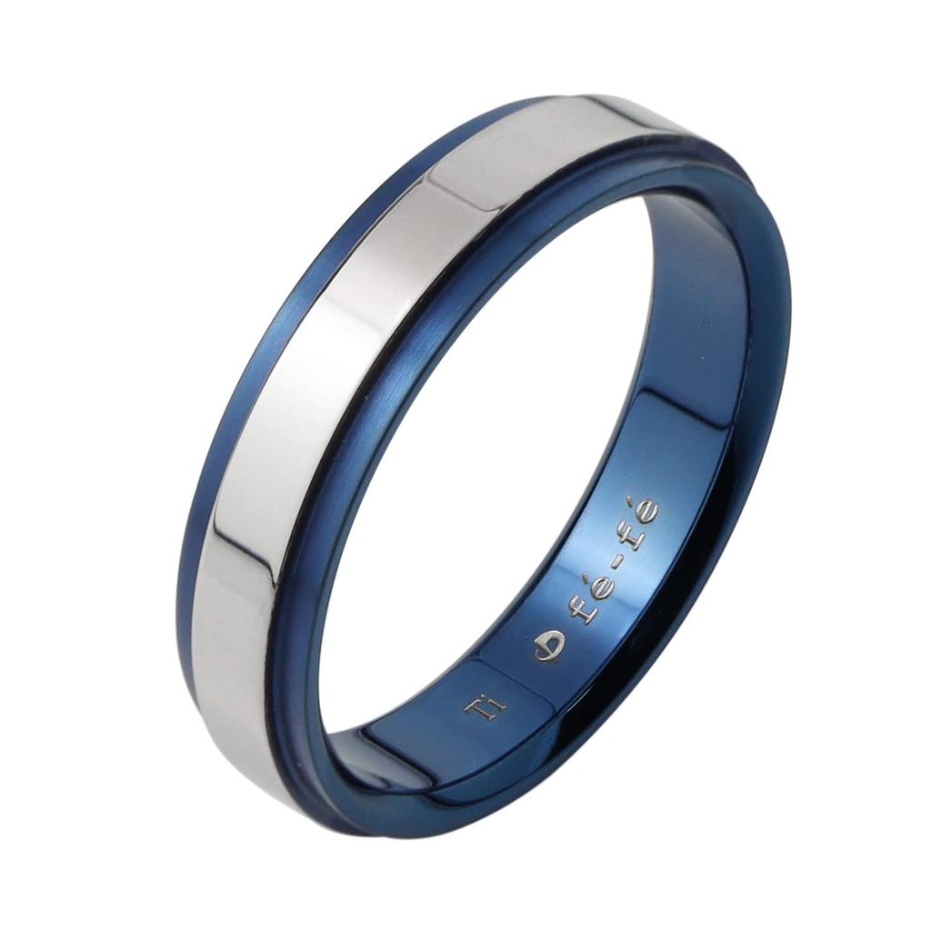 Fe-fe X Phiten [Special Edition] Phiten Flat Blue Line Titanium Ring, Size 22, Men's Sports Jewelry