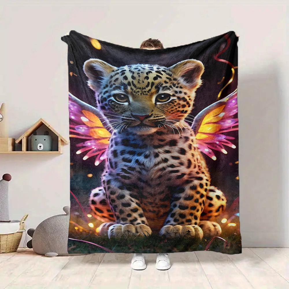1PC Leopard Print Wings Blanket, Throw For Sofa, Bed, Travel, Camping, Livingroom, And Bed, Printing Blanket With Soft And Warm Fabric Yy250918193