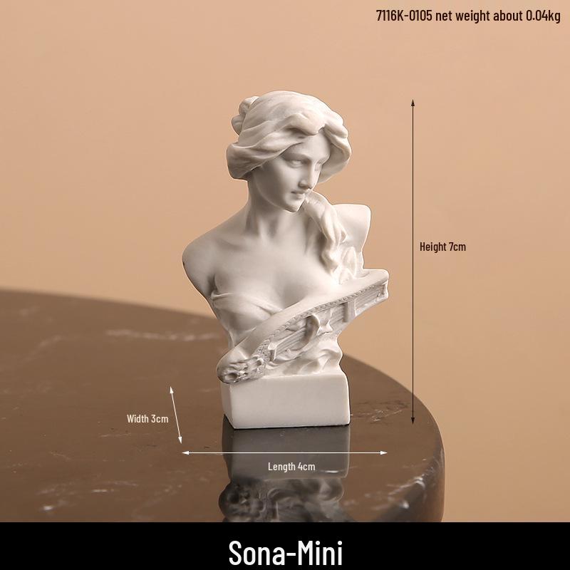 Nordische Griechische Harzfigur: David, Leier und Frau Kunstskulptur