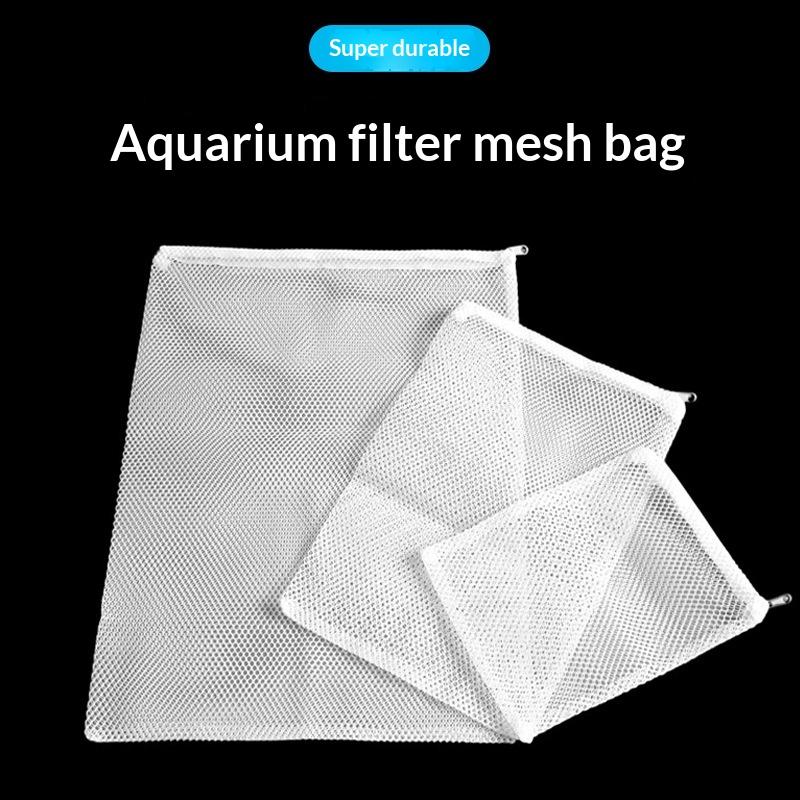 Aquarium Filter Net Bags Reusable Fine Filter Media Bags With Zipper For Aquarium Filtration Bio Ball Carbon Isolation Storage