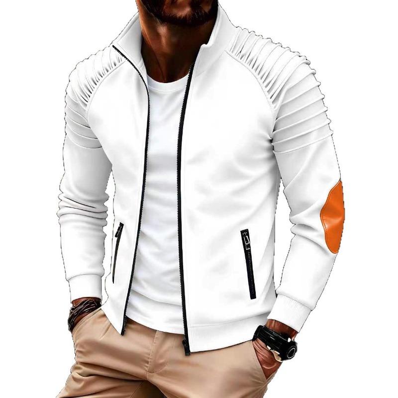 2026 Spring and Autumn New Men's Casual Solid Color Plaid Pocket Collar Long Sleeve Sports Polo Shirt for Men