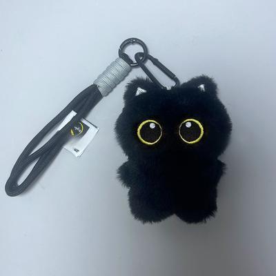 Pingente Chaveiro Decoração Pendente de Pelúcia Gato Preto Fofo Criativo Câmera