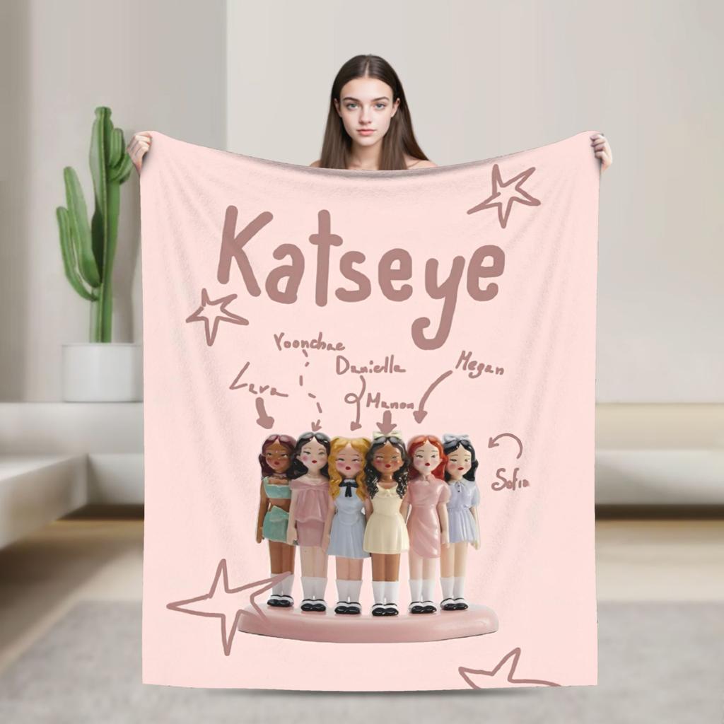Manon Katseye Kpop Blanket Flannel Textile Decor Multi-function Lightweight Throw Blanket for Bed Couch Quilt