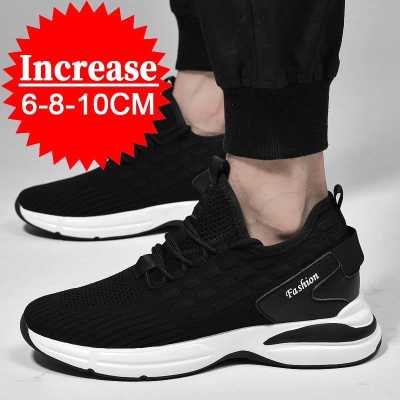 Breathable Mesh Elevator Shoes Men's Sneakers Height Increasing Shoes Leisure Sports Taller Shoes Man Increase Shoes Insole 8cm