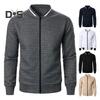 Herrenjacke Herbst Winter Einfarbig Waffelstruktur Sweatshirtjacke mit Taschen Reißverschlussleiste Lässige Oberbekleidung Sportliche Kleidung