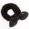 Fashion Flower Winter Warm Crochet Knit Hairband Rabbit Ears Headwrap Bow Knot Headband Turban