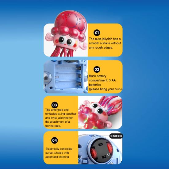Electric Dancing Jellyfish Toy with LED Lights Music Obstacle Avoidance Octopus Toy Toddlers Boys Girls Interactive Cartoon Sea Animal Toy