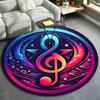 1pc Beautiful Colorful Musical Notes Pattern Round Floor Mat, Non-slip for Living Room Bedroom Chair Carpets Home Decor Gifts, Home Decor Ro