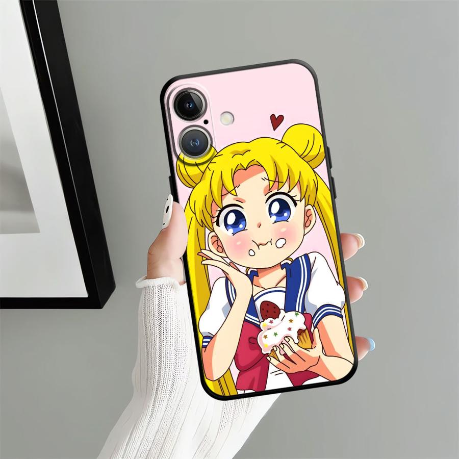 Sailor Moon Tsukino Usagi Black Soft Phone Cover Case for iPhone 15 16 14 Plus 13 12 11 17 Pro Max XR XS Max 17Air 7 8