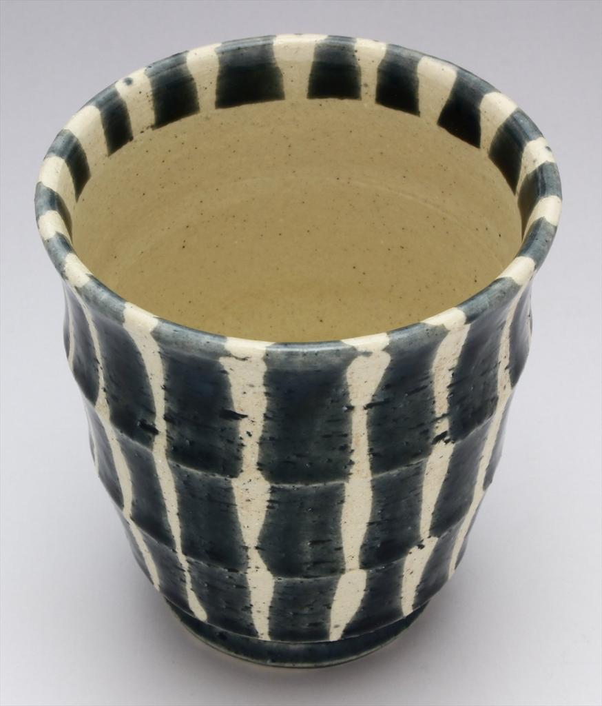 Mino Ware by Takumiko "Lightweight and Easy to Hold" Teacup, 240ml Capacity, Tokusa (Blue) Design, Lightweight, Made in Japan, 540-0048